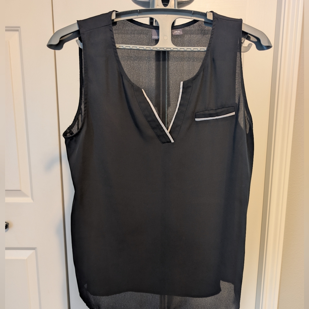 Covington Black Sheer Sleeveless Blouse